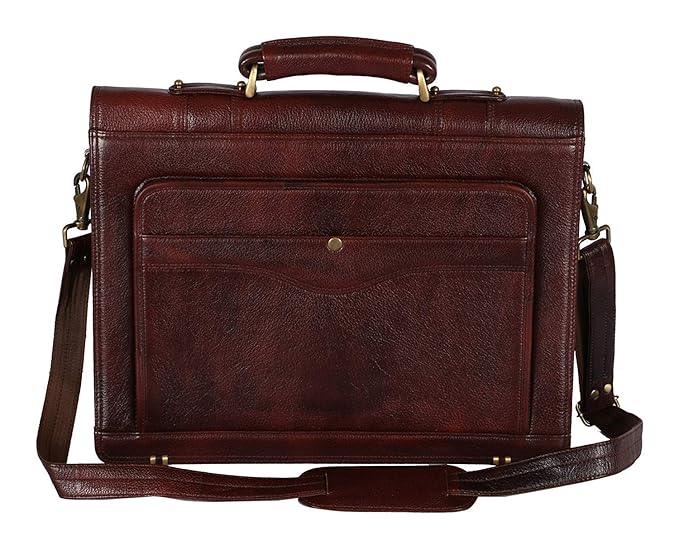 Brown Top Grain Natural Leather Office leather Laptop Shoulder Bag For Men Office Use Up to 16'' Inch Laptop Compartment Size H16 x L12 x W6 INCH | 26 Liters