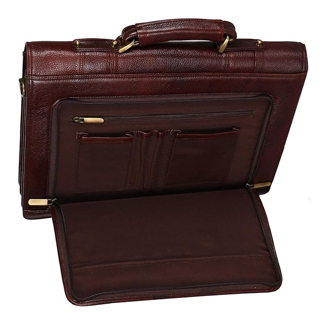 Brown Top Grain Natural Leather Office leather Laptop Shoulder Bag For Men Office Use Up to 16'' Inch Laptop Compartment Size H16 x L12 x W6 INCH | 26 Liters