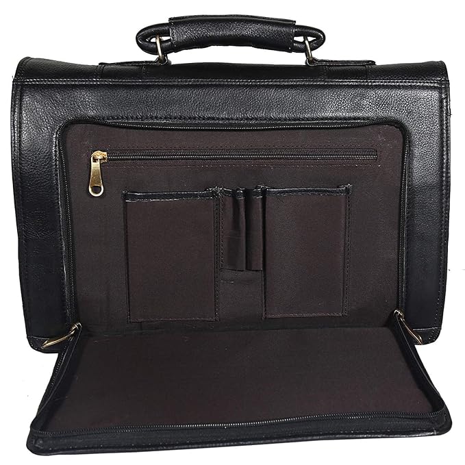 Top Grain Natural Leather Office leather Laptop Shoulder Bag For Men Office Use Up to 16'' Inch Laptop Compartment Size H16 x L12 x W6 INCH | 26 Liters