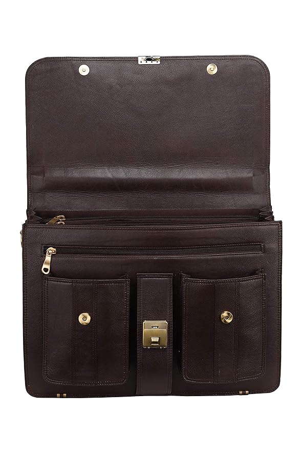 Top Grain Natural Leather Office leather Laptop Shoulder Bag For Men Office Use Up to 16'' Inch Laptop Compartment Size H16 x L12 x W6 INCH | 26 Liters.