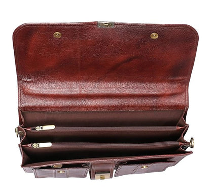 Brown Top Grain Natural Leather Office leather Laptop Shoulder Bag For Men Office Use Up to 16'' Inch Laptop Compartment Size H16 x L12 x W6 INCH | 26 Liters