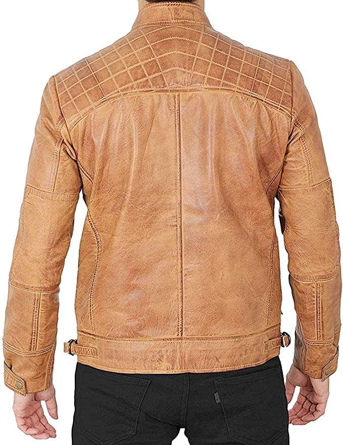 Tan Colour Men Premium Genuine Leather Jacket