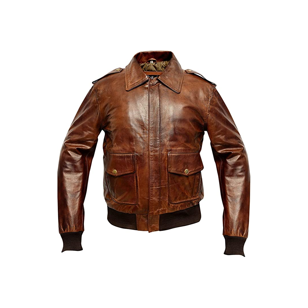 Men's Brown Colour Real Lambskin Leather Bomber Jacket