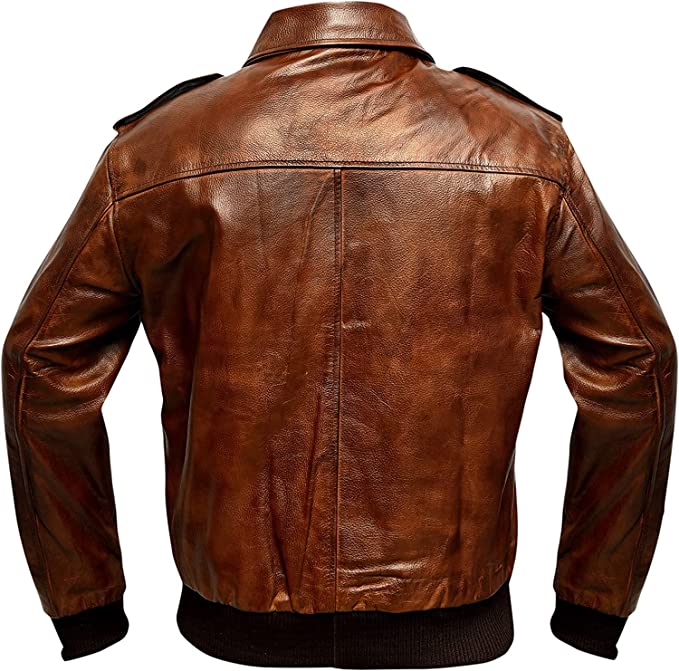 Men's Brown Colour Real Lambskin Leather Bomber Jacket