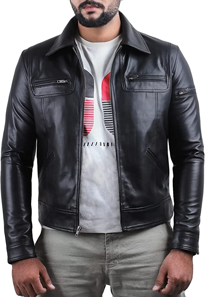 Men's Basic Black Premium Leather Jacket