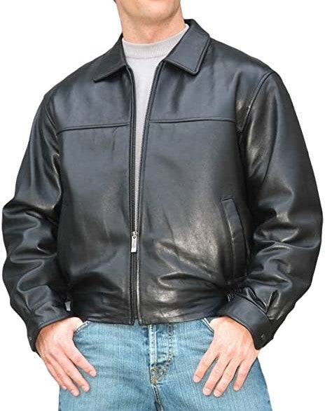 Men's Genuine Leather Bomber Black Jacket