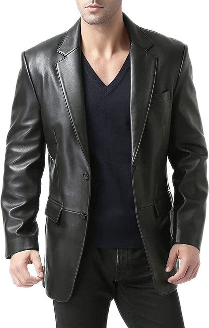 Men Premium Leather Back Blazer