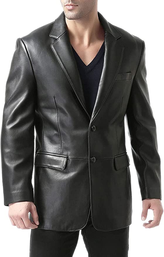 Men Premium Leather Back Blazer