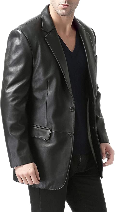 Men Premium Leather Back Blazer