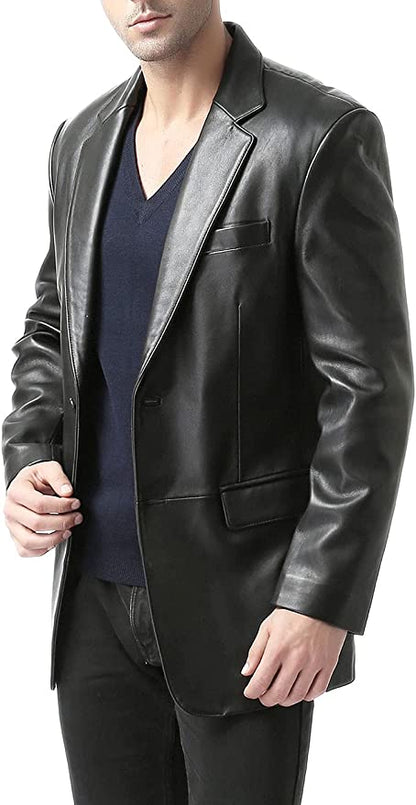 Men Premium Leather Back Blazer