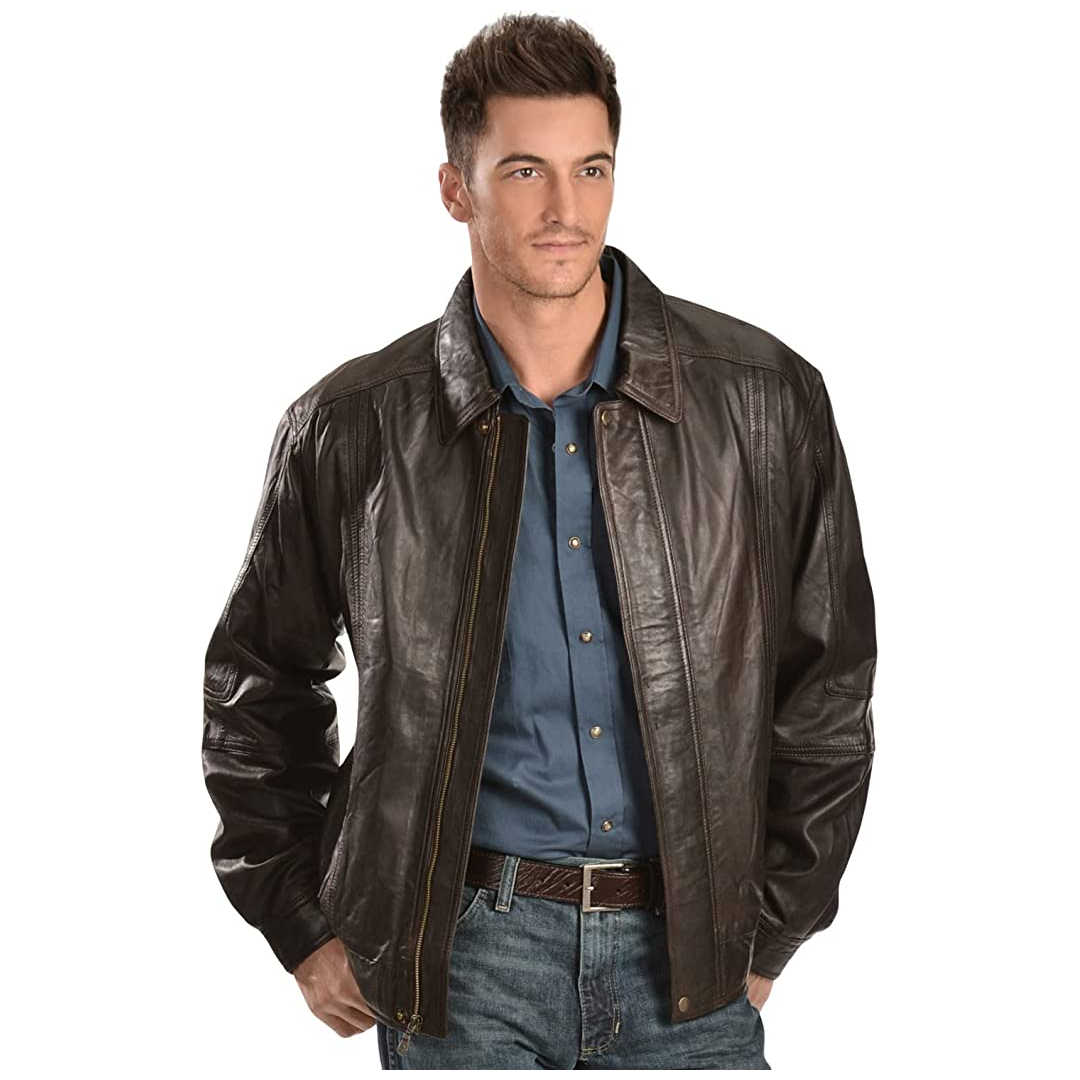 Men Black Genuine Lambskin Leather Black Bomber Jacket