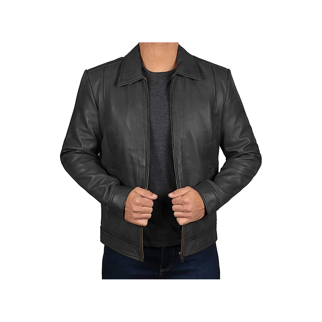 Men's Basic Black Premium Leather Jacket