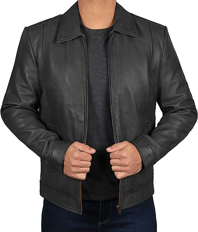 Men's Basic Black Premium Leather Jacket