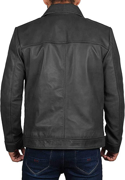 Men's Basic Black Premium Leather Jacket