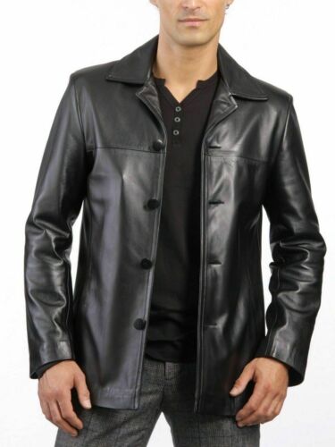 New Four Button Genuine Leather Blazer