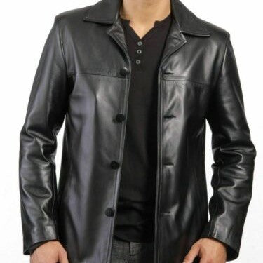 New Four Button Genuine Leather Blazer