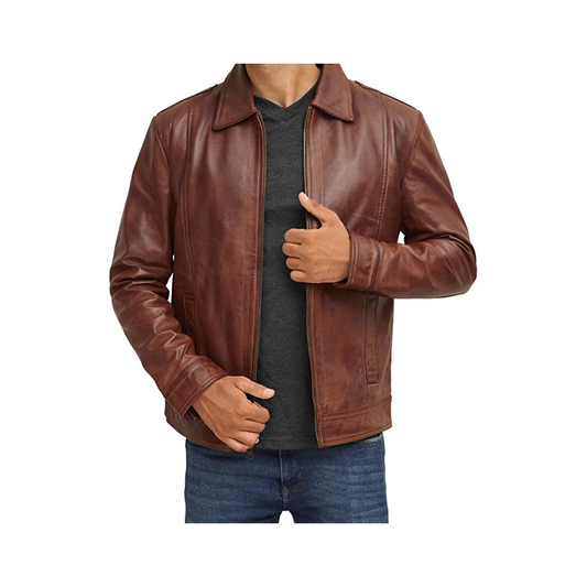 Men's Brown Genuine Leather Jacket