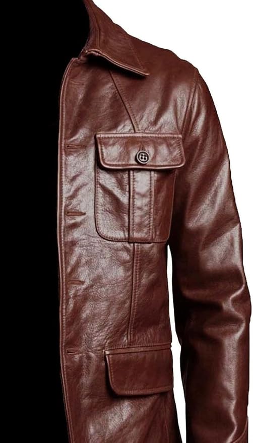 Men,s Classic Genuine Lambskin Leather Jacket with 4 Pocket