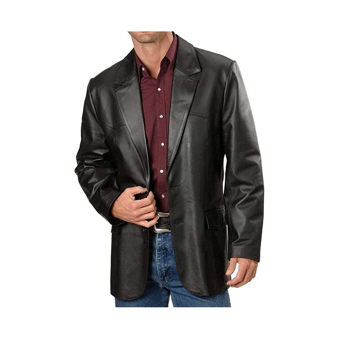 Men Black Real Leather Blazer Best Seller