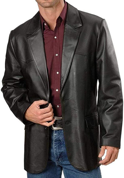 Men Black Real Leather Blazer Best Seller