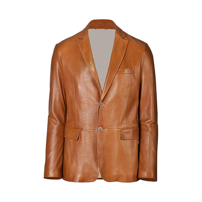 Men Tan Colour Real Lambskin Leather Blazer