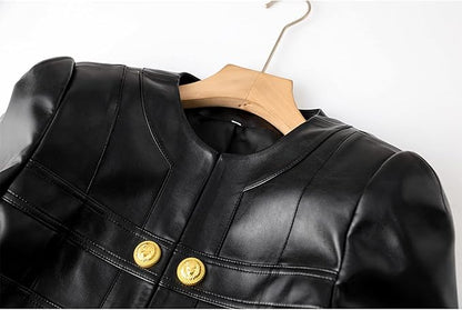 Women's New Stylish 3 Button Genuine Lambskin Leather Jacket