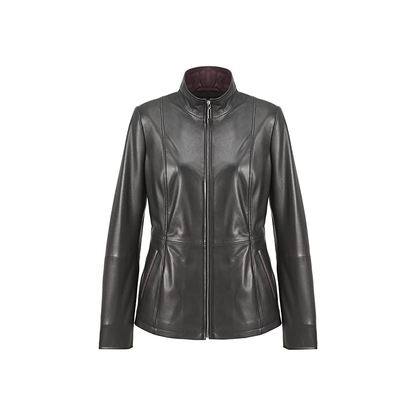 Women Genuine Leather Black Jacket