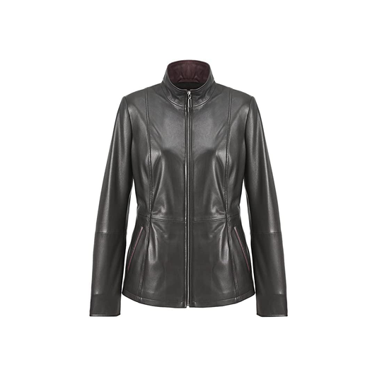 Women Genuine Leather Black Jacket