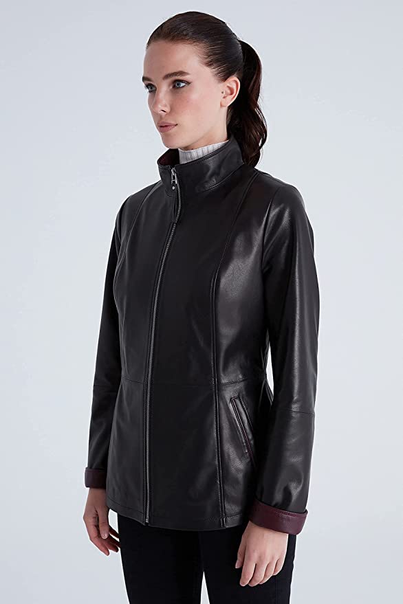 Women Genuine Leather Black Jacket