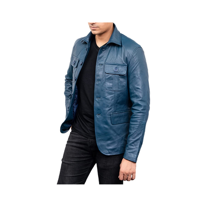 Classic Design Premium Blue Leather Jacket