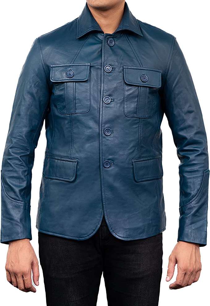 Classic Design Premium Blue Leather Jacket