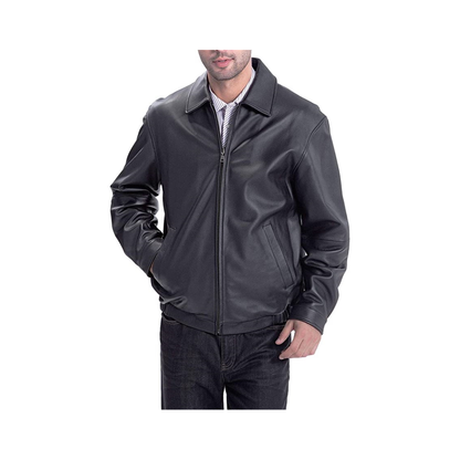 Men's Black Premium Leather Bomber Jacket