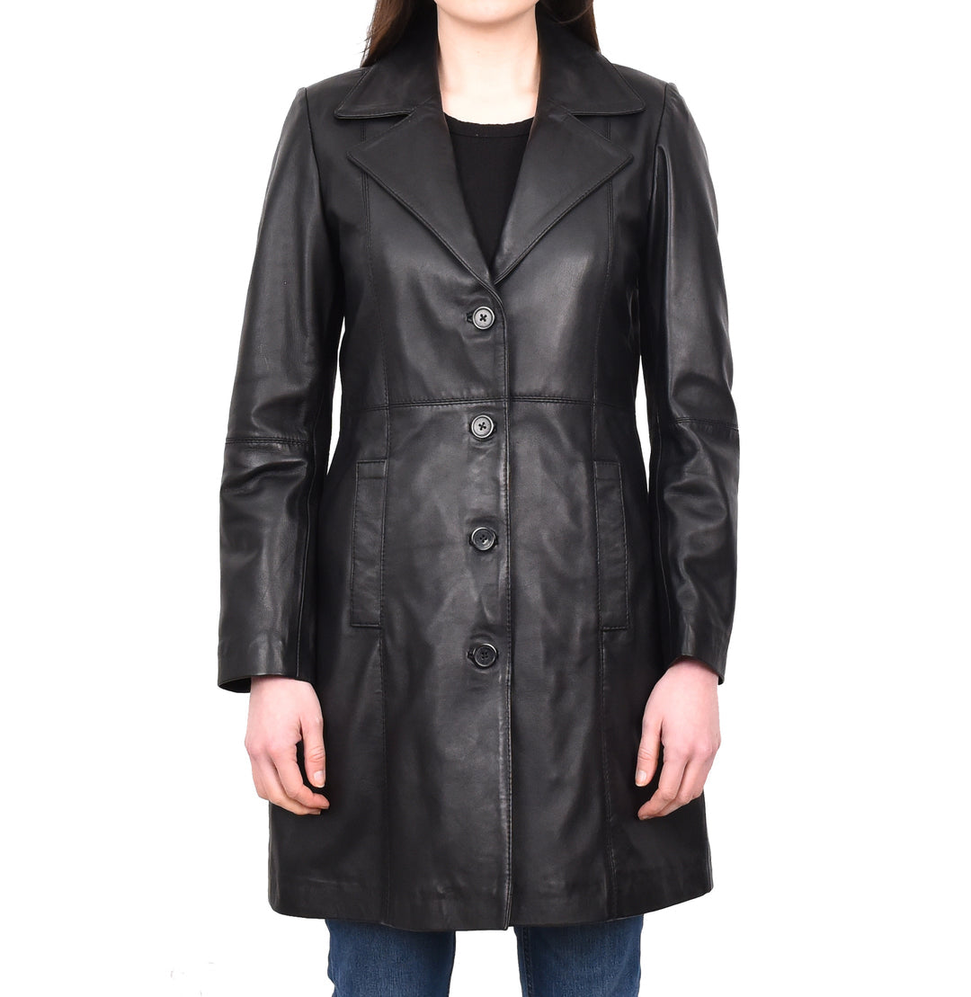 Women's Trench Coat Made with High Quality Leather