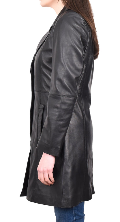 Women's Trench Coat Made with High Quality Leather