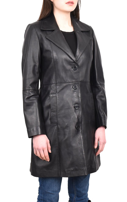 Women's Trench Coat Made with High Quality Leather