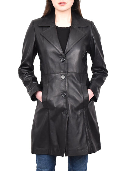 Women's Trench Coat Made with High Quality Leather