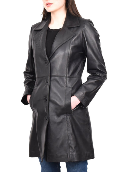 Women's Trench Coat Made with High Quality Leather