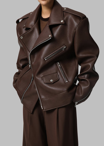 Korea Style Brown Over Size Genuine Lambskin Leather Jacket