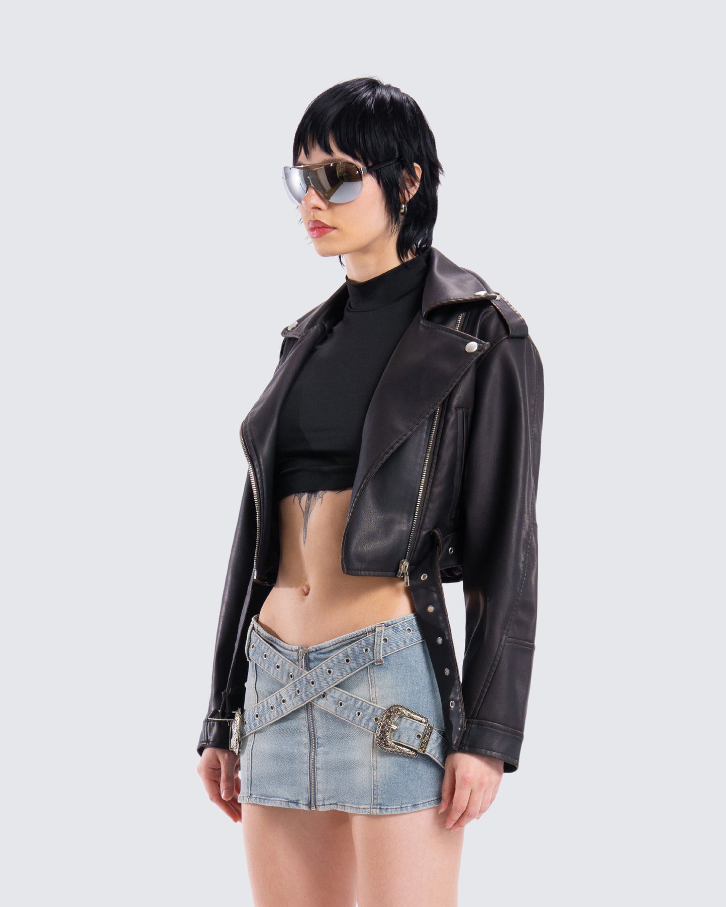 Women's High Quality Crop Bike Riding Jacket Made with Real Lambskin Leather