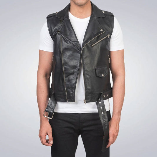 Men's Genuine Lambskin Leather Belted West