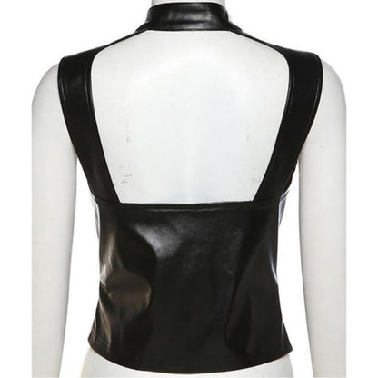 Women's New Stylish Backless Vest Made with High Quality Lambskin Leather