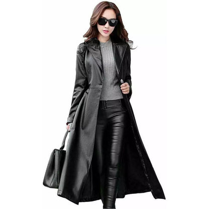 Women's Genuine Lambskin Leather Trench Coat