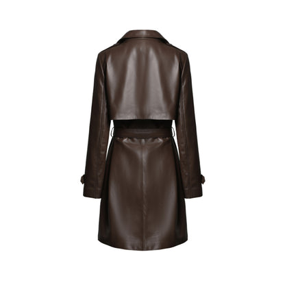 Women's Stylish Short Trench Coat Made with Real Lambskin Leather