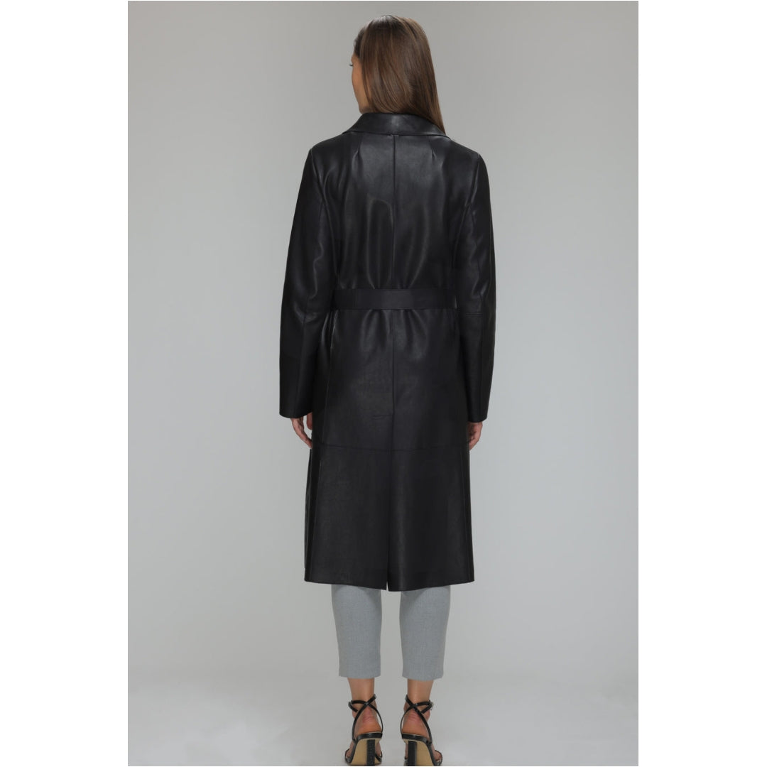 Women's High Quality Basic Genuine Lambskin Leather Trench Coat