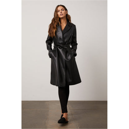 Women's Belted Trench Coat Made with High Quality Leather