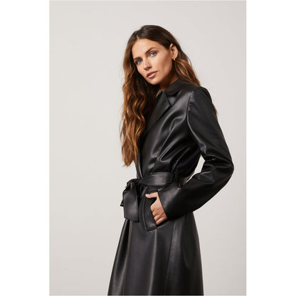 Women's Belted Trench Coat Made with High Quality Leather