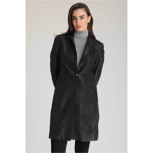 Women's Half Trench Coat Made with High Quality Leather