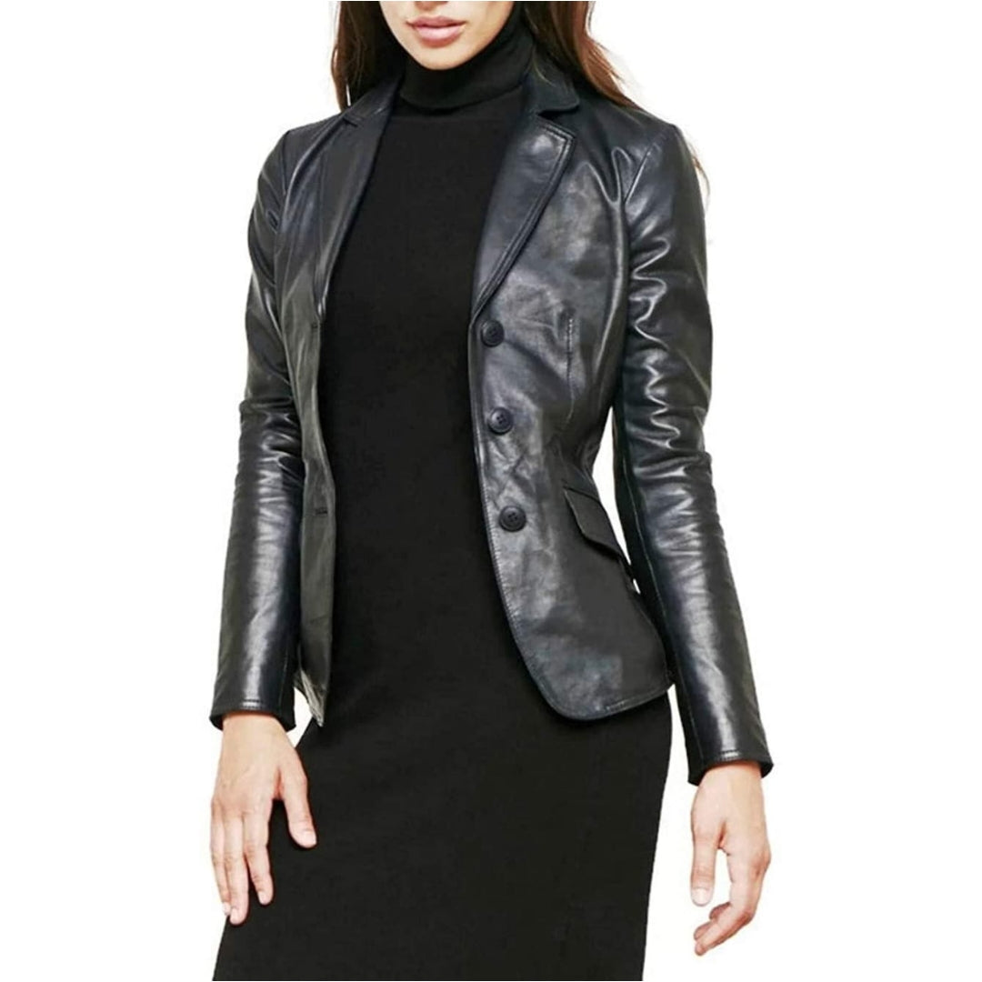 Women's New Stylish 3 Button Blazer Made Real Lambskin Leather