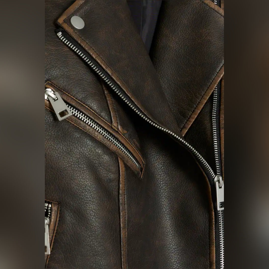 Women's Classic Leather Jacket Real Lambskin Leather.