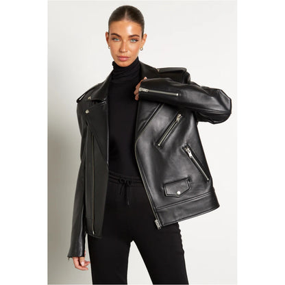 Women's Oversized Real Lambskin Leather Jacket High Quality Jacket